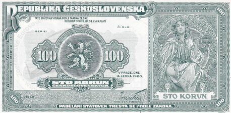 100 Kč reprint 1920-2020 SPECIMEN